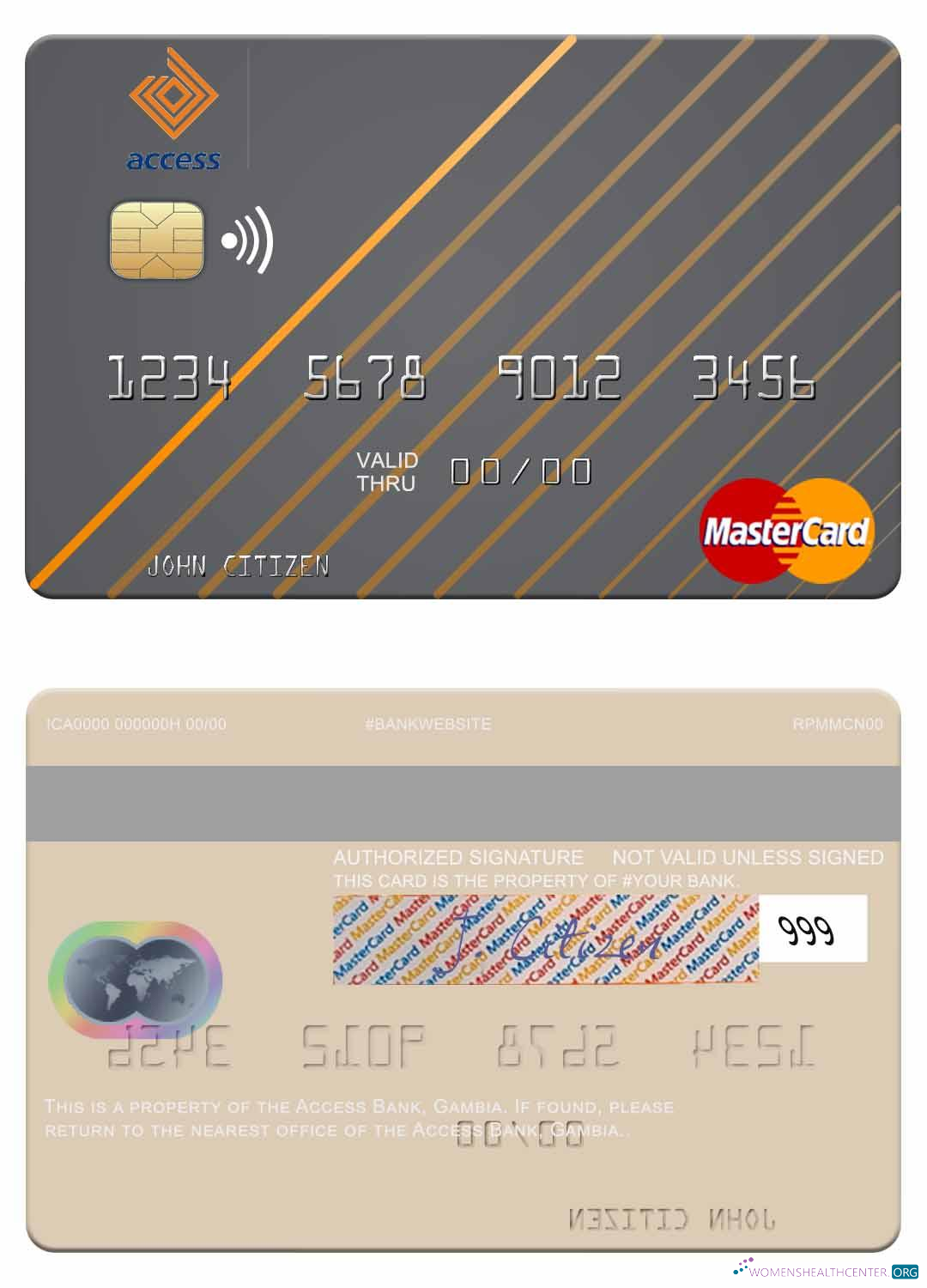 Download Gambia Access Bank mastercard Photoshop template